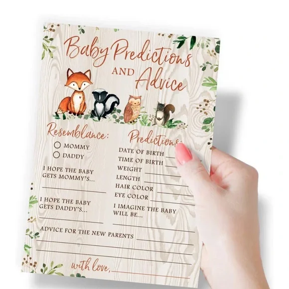 Woodland Baby Shower Prediction Cards - Picture 3 of 4